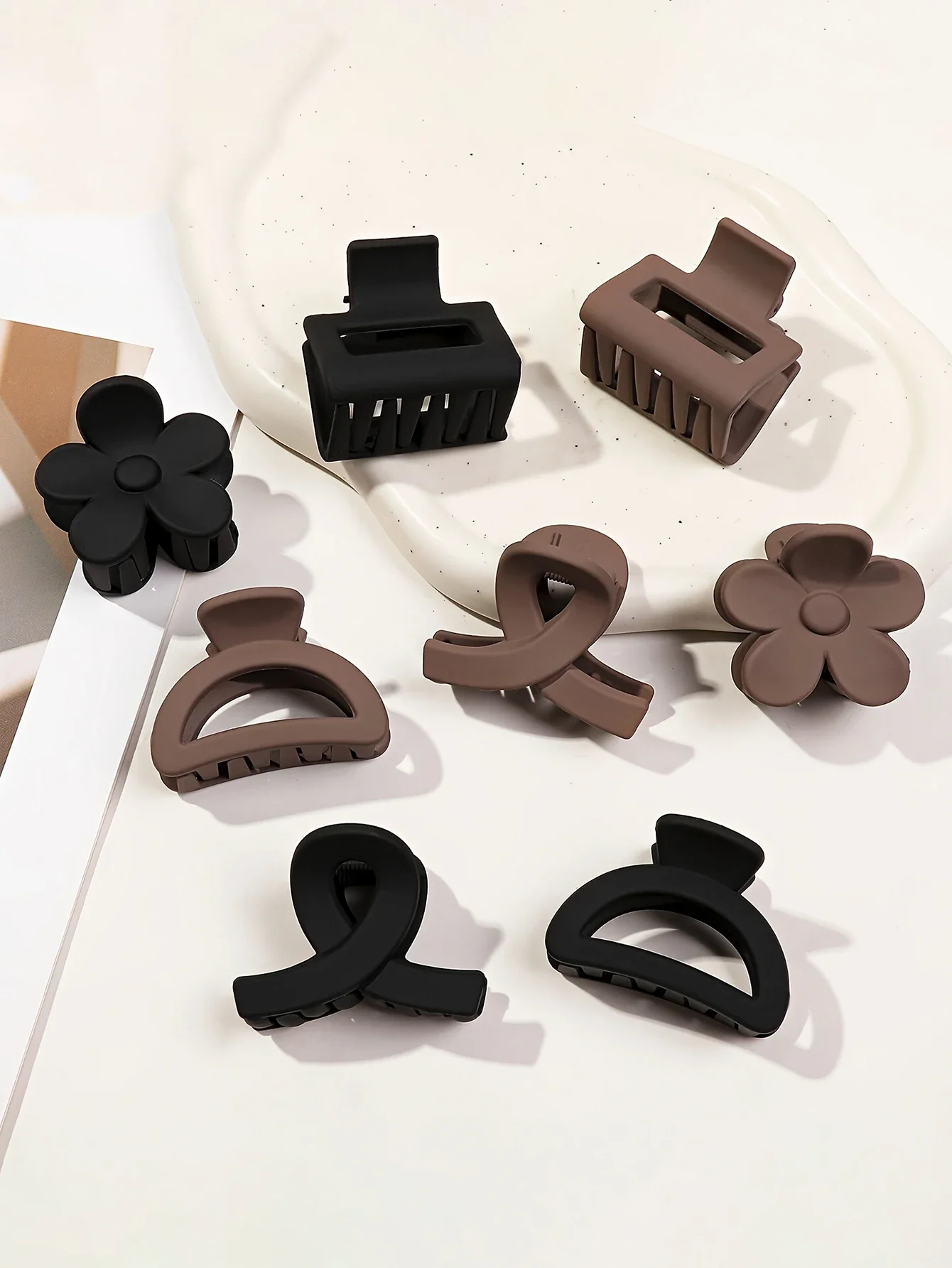 5Pcs Multistyle Small Flower Hair Claw Clips for Women Girl Rectangle Jaw Clip Hair Accessory Semicircle Barrettes for Thin Hair
