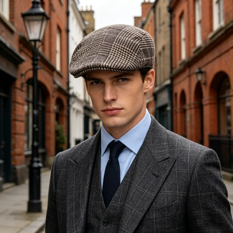 British Style Autumn Winter Warm Gentleman Baseball Hat Berets Newsboy Painters Hat Plaid Wool Hat Unisex Cabbie Visor Flat Cap