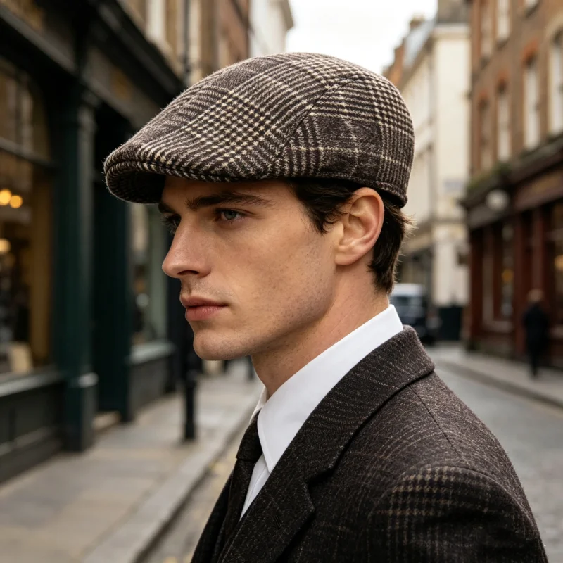 British Style Autumn Winter Warm Gentleman Baseball Hat Berets Newsboy Painters Hat Plaid Wool Hat Unisex Cabbie Visor Flat Cap