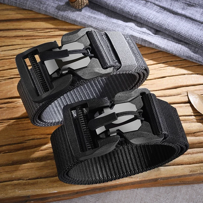 2PC Genuine Tactical Belt Quick Release Magnetic Buckle Belt Soft Real Nylon Sports Accessories Men and Women Belt
