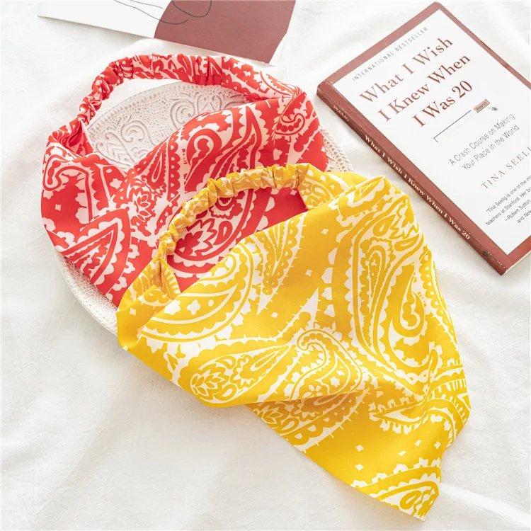 Women's Bandana Vintage Bohemia Women Bandana Hair Band Scarf Print Vintage Triangle Turban Elastic Headband for Lady Head Scarf