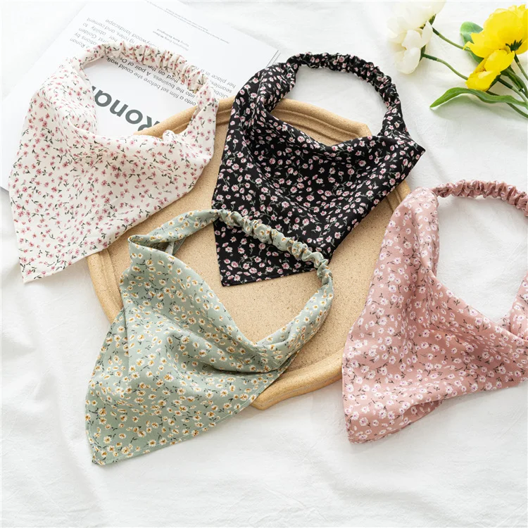 Women's Bandana Vintage Bohemia Women Bandana Hair Band Scarf Print Vintage Triangle Turban Elastic Headband for Lady Head Scarf