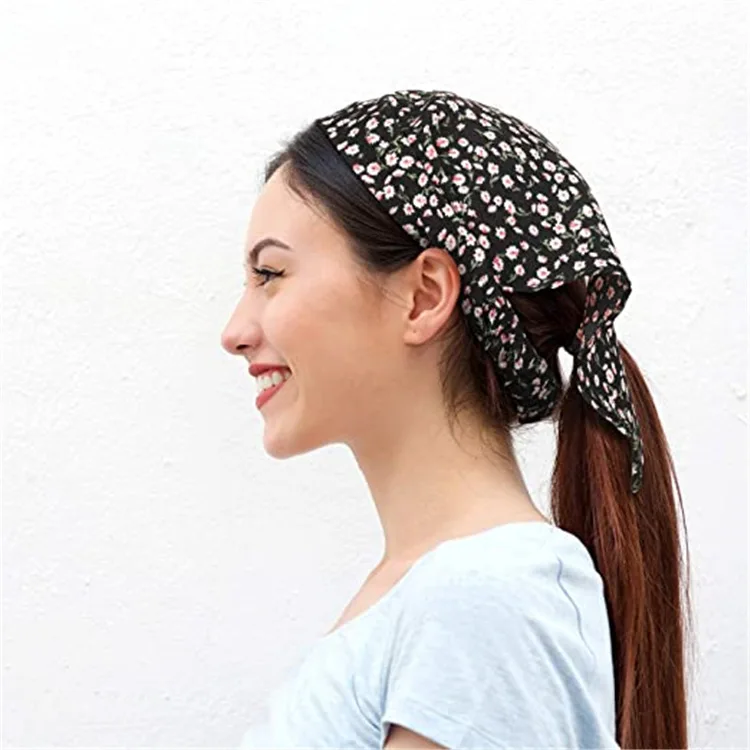 Women's Bandana Vintage Bohemia Women Bandana Hair Band Scarf Print Vintage Triangle Turban Elastic Headband for Lady Head Scarf