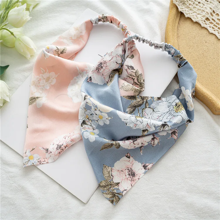 Women's Bandana Vintage Bohemia Women Bandana Hair Band Scarf Print Vintage Triangle Turban Elastic Headband for Lady Head Scarf