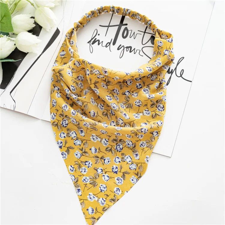 Women's Bandana Vintage Bohemia Women Bandana Hair Band Scarf Print Vintage Triangle Turban Elastic Headband for Lady Head Scarf