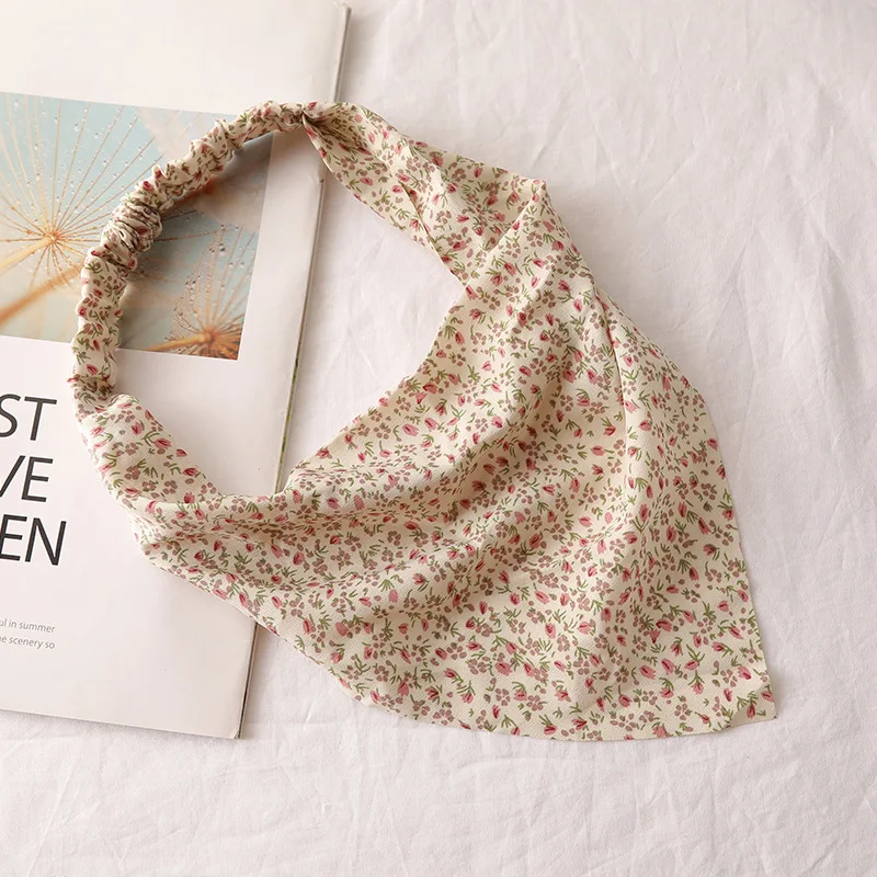 Women's Bandana Vintage Bohemia Women Bandana Hair Band Scarf Print Vintage Triangle Turban Elastic Headband for Lady Head Scarf