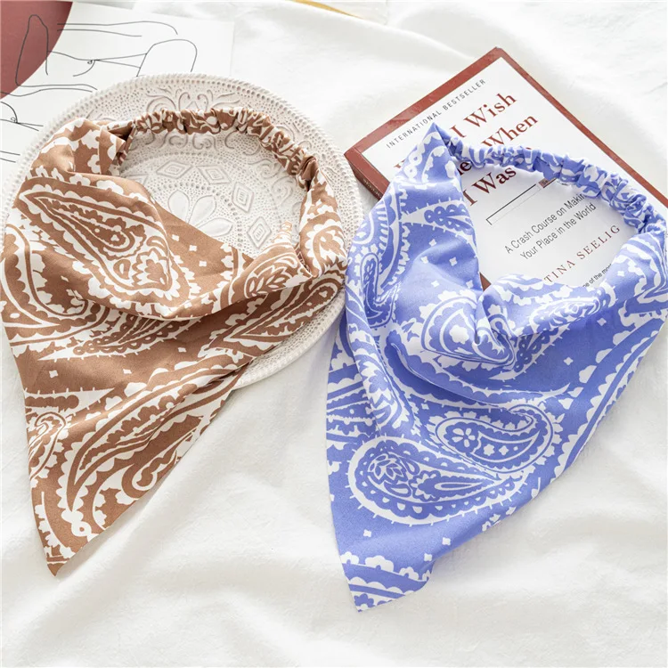 Women's Bandana Vintage Bohemia Women Bandana Hair Band Scarf Print Vintage Triangle Turban Elastic Headband for Lady Head Scarf