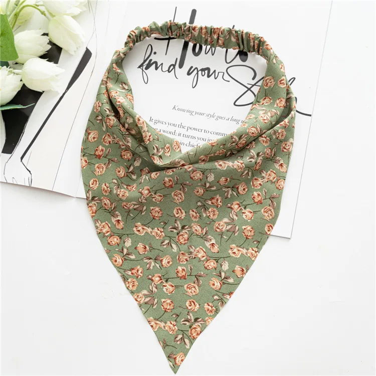 Women's Bandana Vintage Bohemia Women Bandana Hair Band Scarf Print Vintage Triangle Turban Elastic Headband for Lady Head Scarf