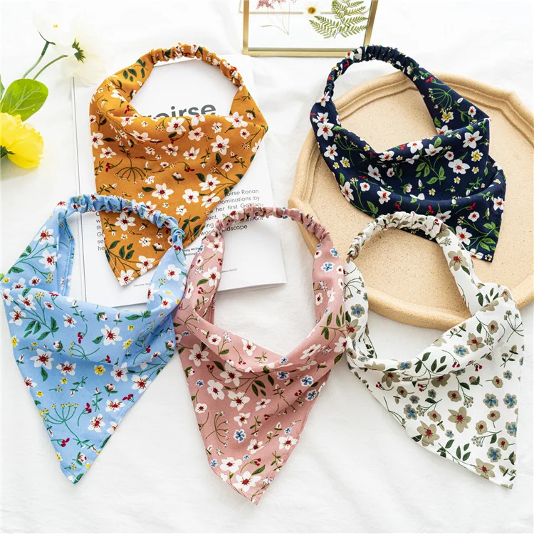 Women's Bandana Vintage Bohemia Women Bandana Hair Band Scarf Print Vintage Triangle Turban Elastic Headband for Lady Head Scarf