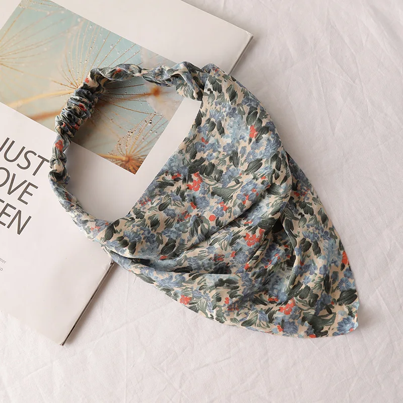 Women's Bandana Vintage Bohemia Women Bandana Hair Band Scarf Print Vintage Triangle Turban Elastic Headband for Lady Head Scarf