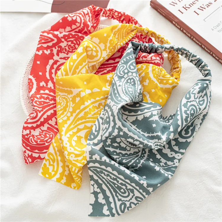Women's Bandana Vintage Bohemia Women Bandana Hair Band Scarf Print Vintage Triangle Turban Elastic Headband for Lady Head Scarf