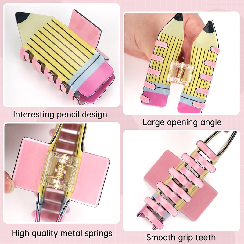 Lips Heart-Shaped Creative Pencil Shaped Acrylic Hair Clip Women's Trendy Plastic Ponytail Thick Hair Clip Hair Accessory Headwe