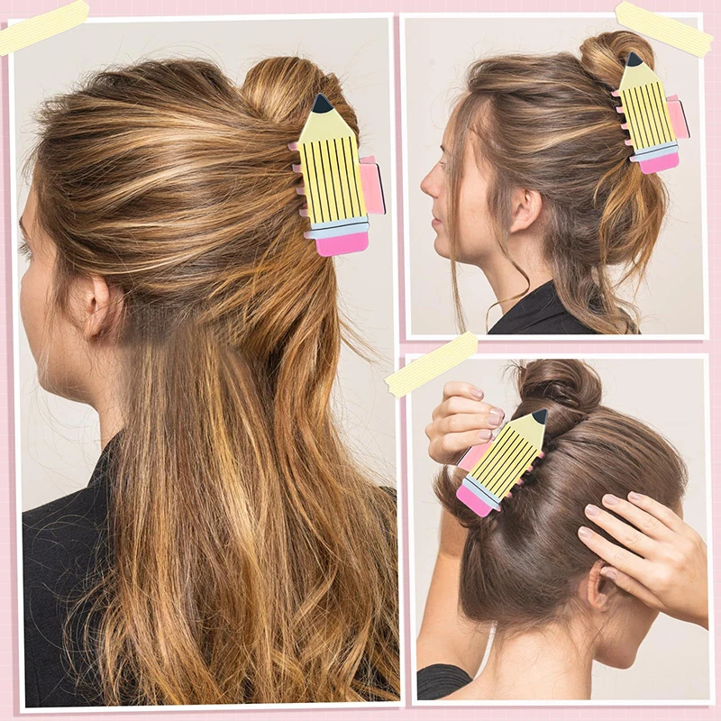 Lips Heart-Shaped Creative Pencil Shaped Acrylic Hair Clip Women's Trendy Plastic Ponytail Thick Hair Clip Hair Accessory Headwe