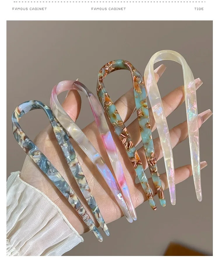U-shaped hair clip, women's meatball headband, simple Chinese style hair clip, modern style and temperament hair accessory