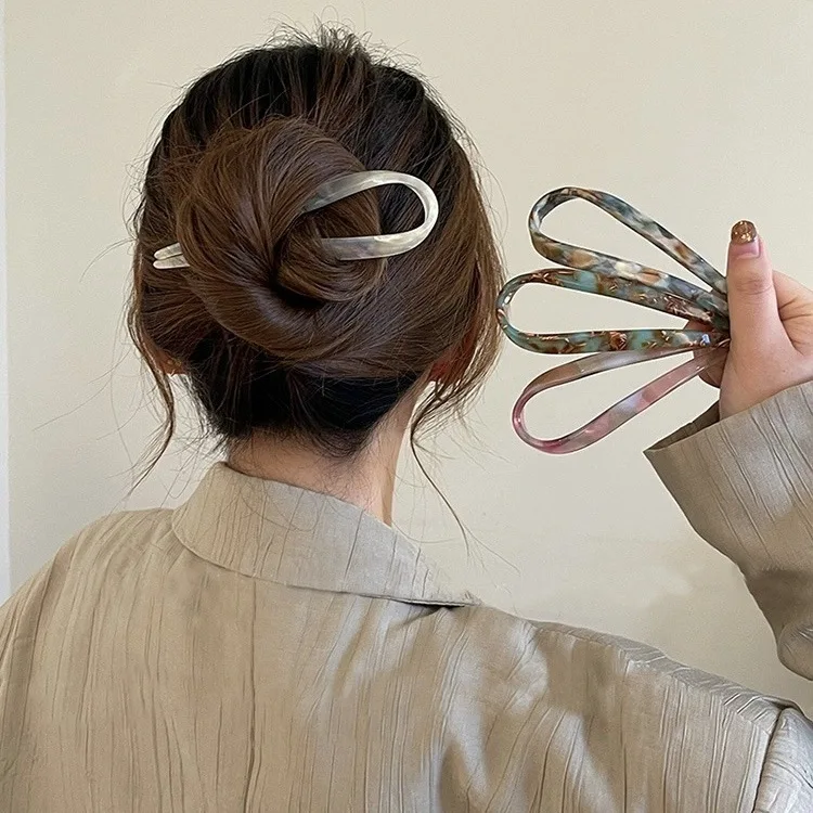 U-shaped hair clip, women's meatball headband, simple Chinese style hair clip, modern style and temperament hair accessory