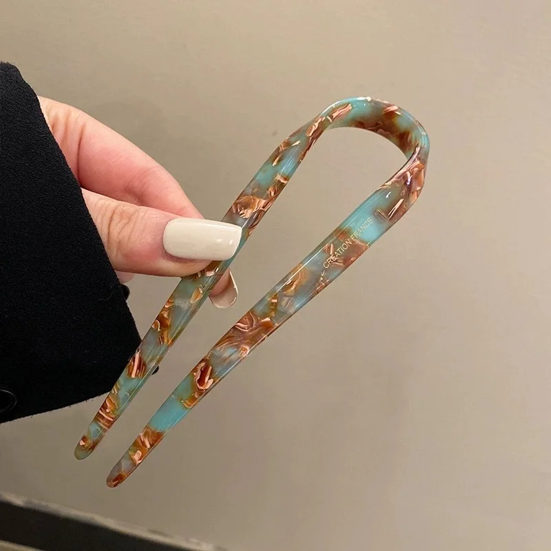 U-shaped hair clip, women's meatball headband, simple Chinese style hair clip, modern style and temperament hair accessory