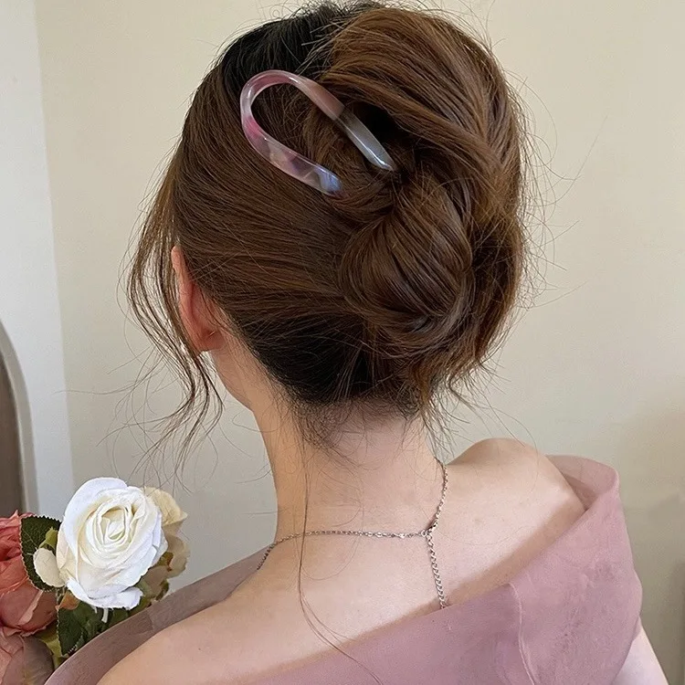 U-shaped hair clip, women's meatball headband, simple Chinese style hair clip, modern style and temperament hair accessory