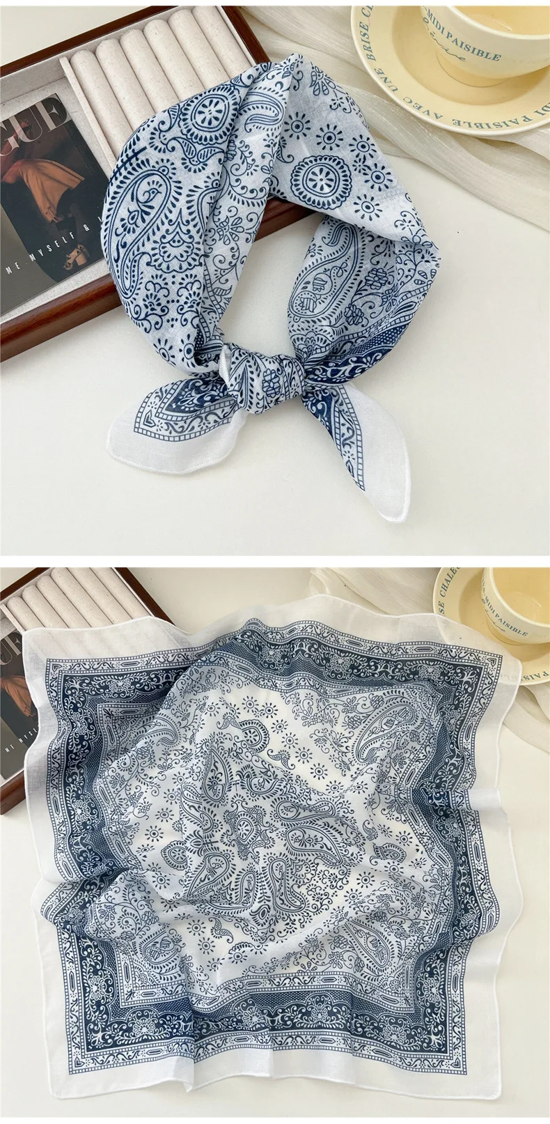 Fashion Printing Silk Small Square Scarf Summer Scarf Women's Versatile Small Scarf Head Band Hair Accessories