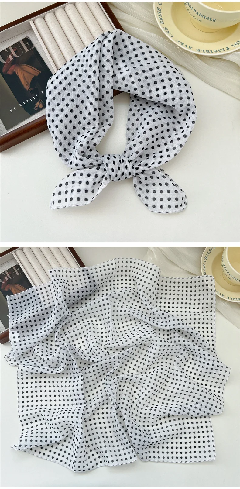 Fashion Printing Silk Small Square Scarf Summer Scarf Women's Versatile Small Scarf Head Band Hair Accessories