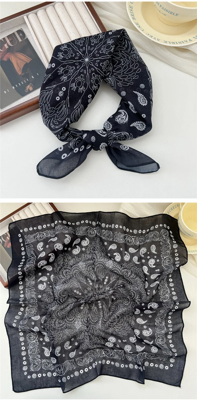 Fashion Printing Silk Small Square Scarf Summer Scarf Women's Versatile Small Scarf Head Band Hair Accessories