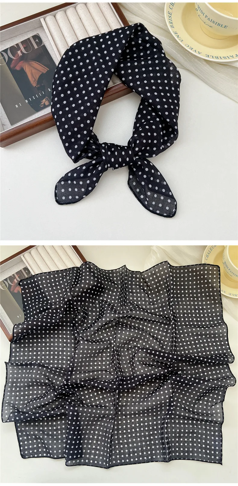 Fashion Printing Silk Small Square Scarf Summer Scarf Women's Versatile Small Scarf Head Band Hair Accessories