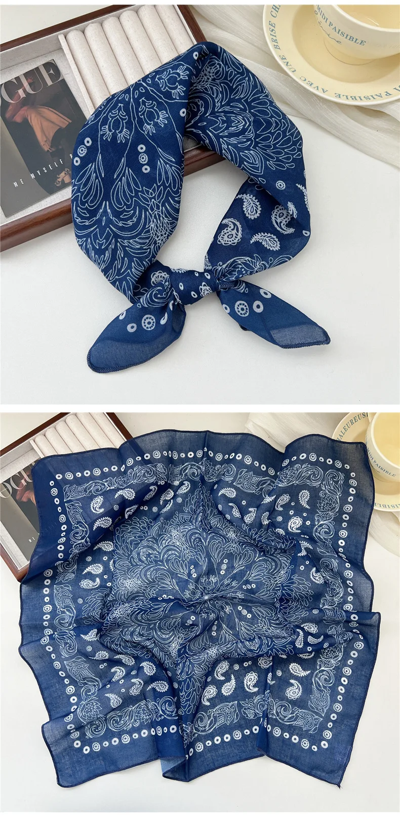 Fashion Printing Silk Small Square Scarf Summer Scarf Women's Versatile Small Scarf Head Band Hair Accessories