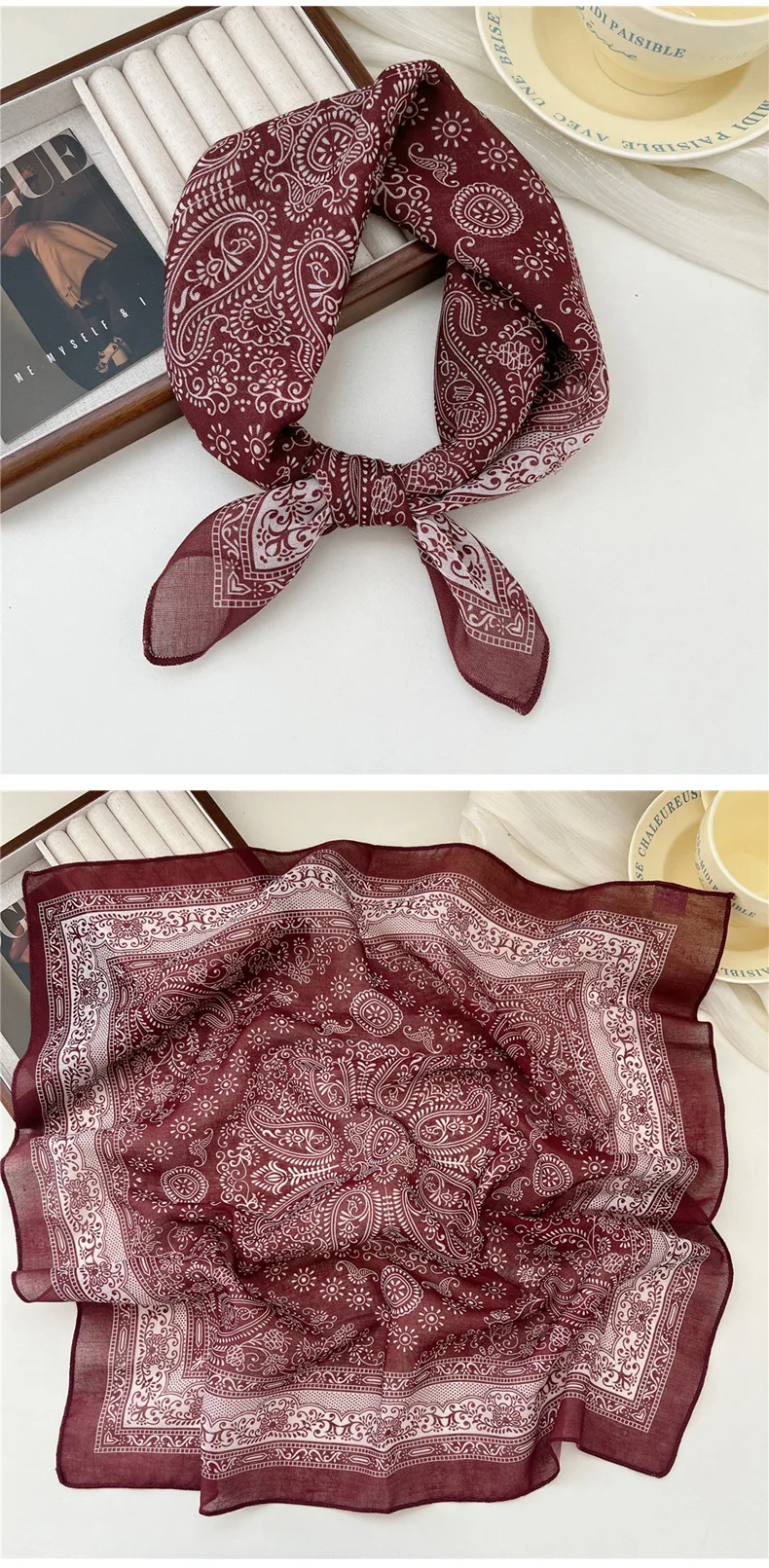 Fashion Printing Silk Small Square Scarf Summer Scarf Women's Versatile Small Scarf Head Band Hair Accessories
