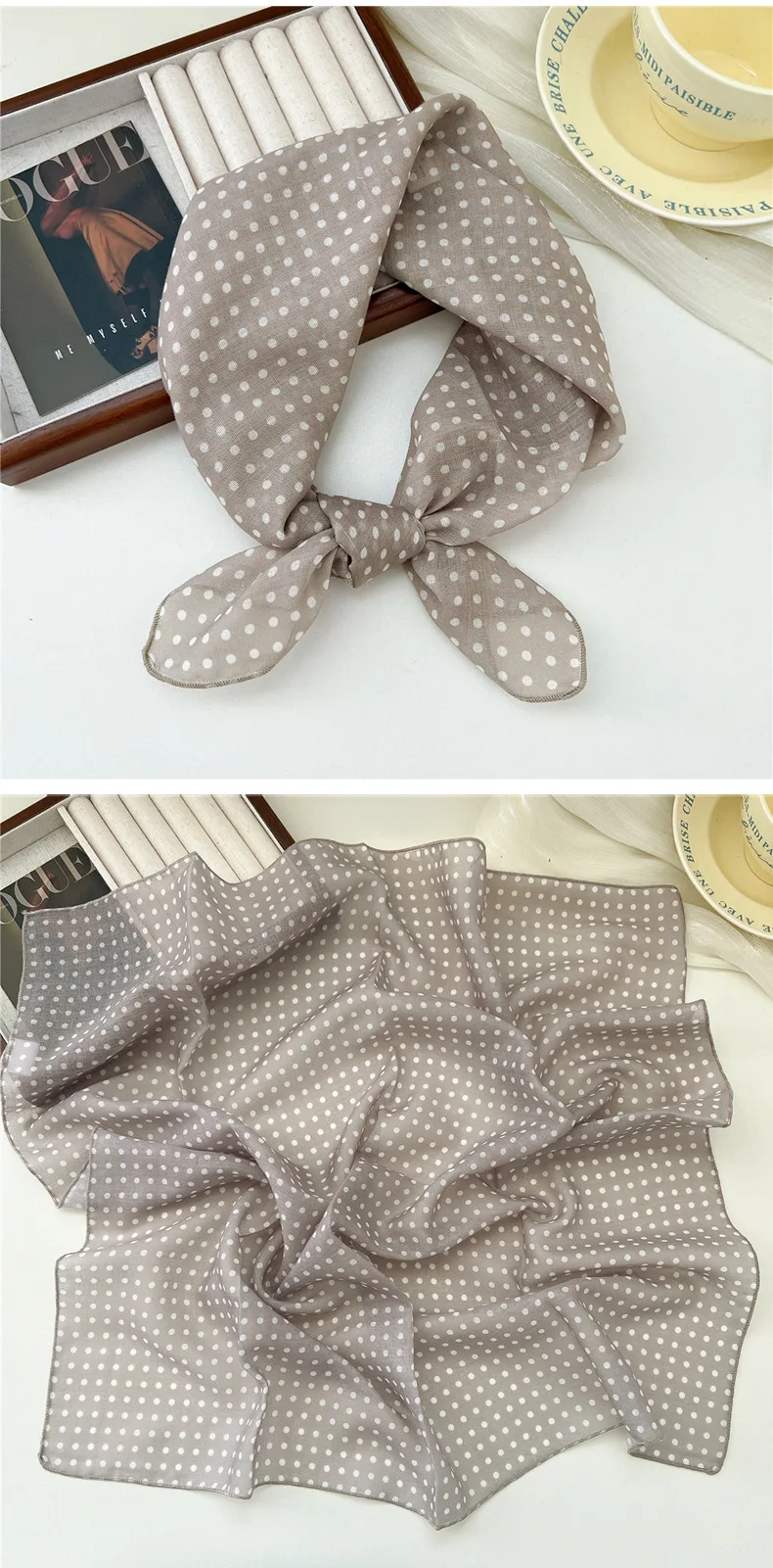 Fashion Printing Silk Small Square Scarf Summer Scarf Women's Versatile Small Scarf Head Band Hair Accessories