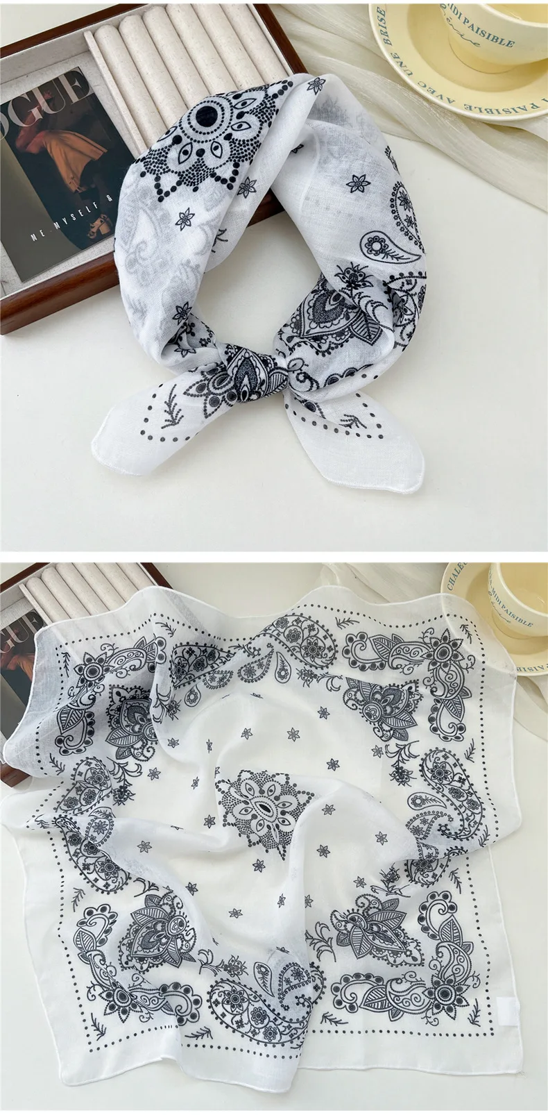 Fashion Printing Silk Small Square Scarf Summer Scarf Women's Versatile Small Scarf Head Band Hair Accessories