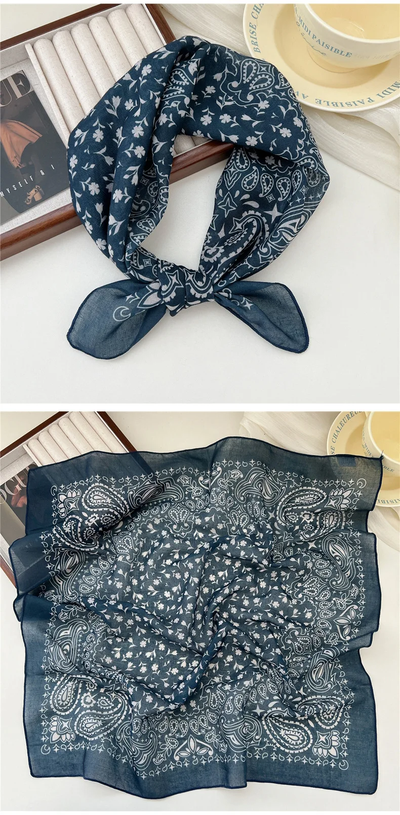 Fashion Printing Silk Small Square Scarf Summer Scarf Women's Versatile Small Scarf Head Band Hair Accessories