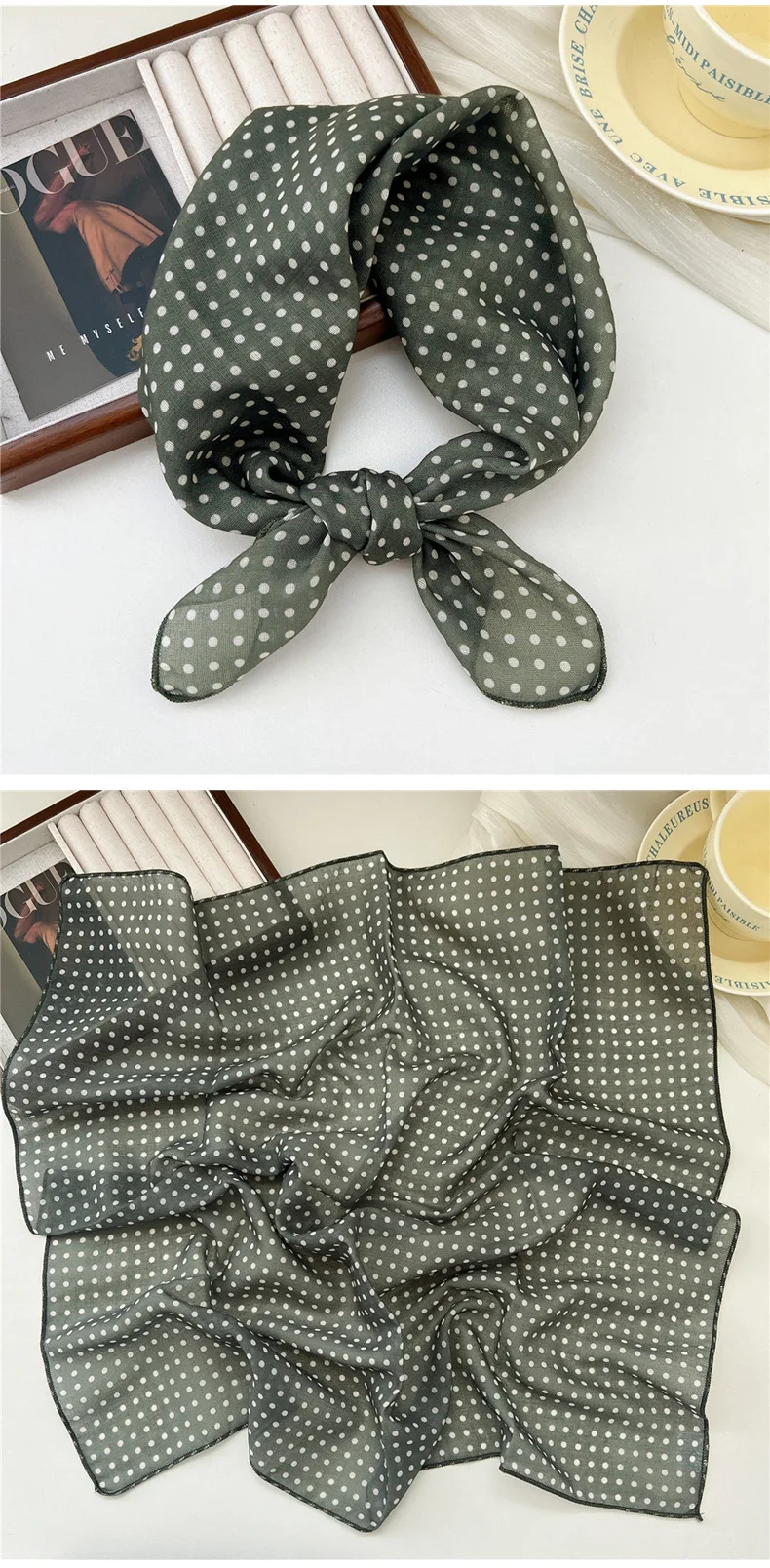 Fashion Printing Silk Small Square Scarf Summer Scarf Women's Versatile Small Scarf Head Band Hair Accessories