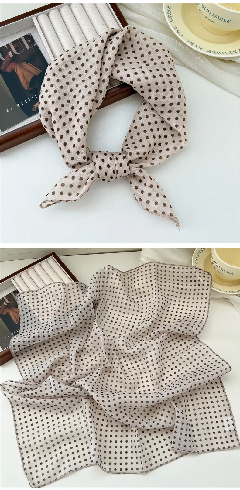 Fashion Printing Silk Small Square Scarf Summer Scarf Women's Versatile Small Scarf Head Band Hair Accessories