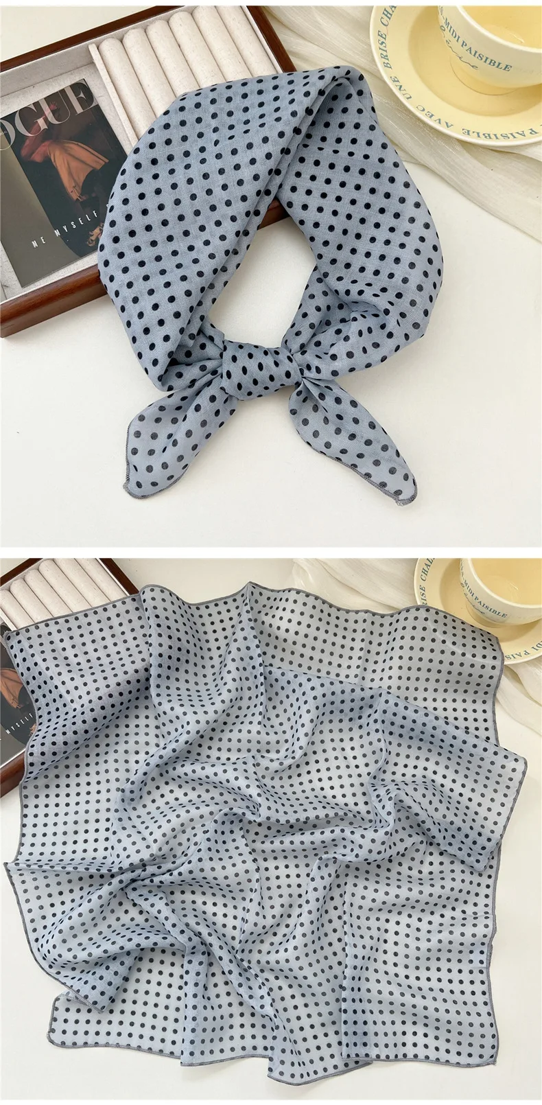 Fashion Printing Silk Small Square Scarf Summer Scarf Women's Versatile Small Scarf Head Band Hair Accessories