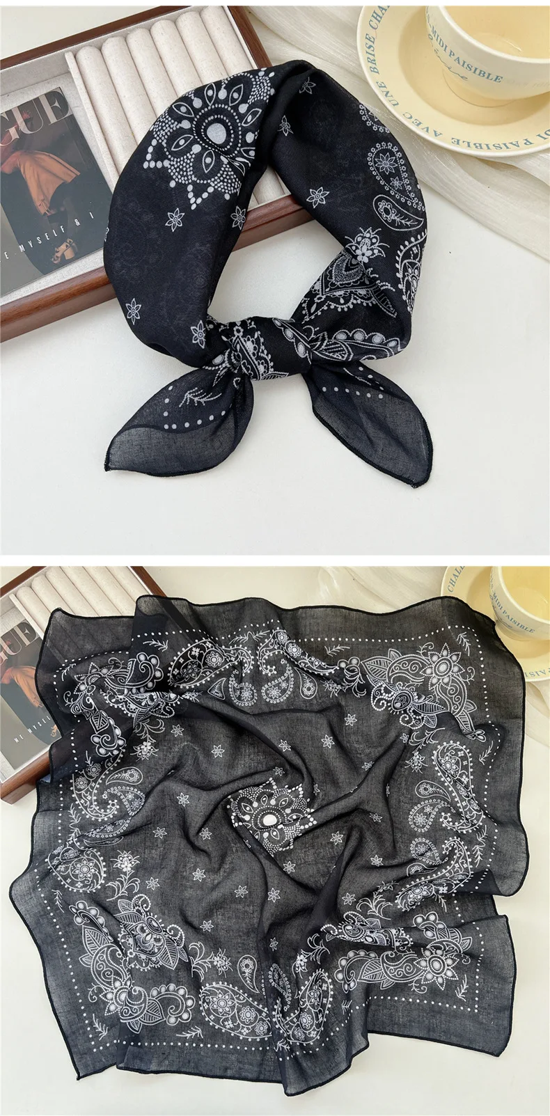 Fashion Printing Silk Small Square Scarf Summer Scarf Women's Versatile Small Scarf Head Band Hair Accessories