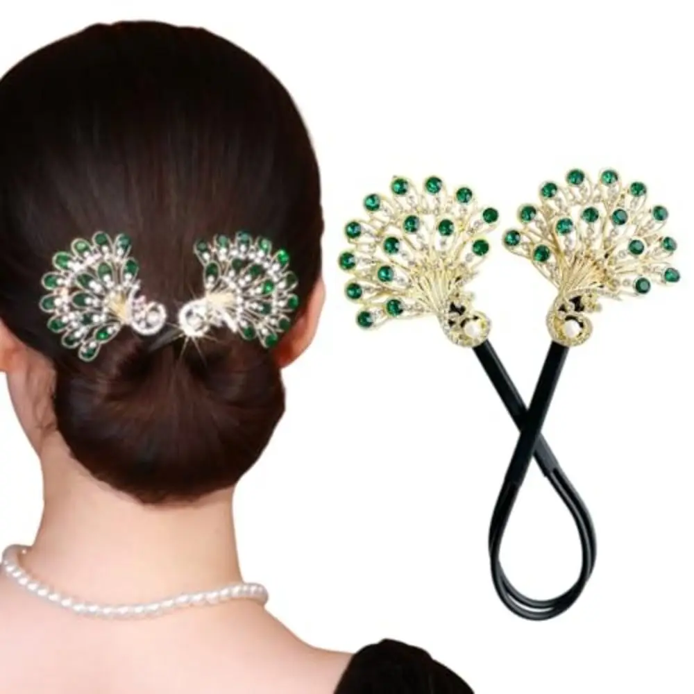 Elegant Peacock Shape Hair Bun Maker Twist Headwear Roll Hair Tool Hair Twister Easy Fast Snap Hairstyle Twist Women