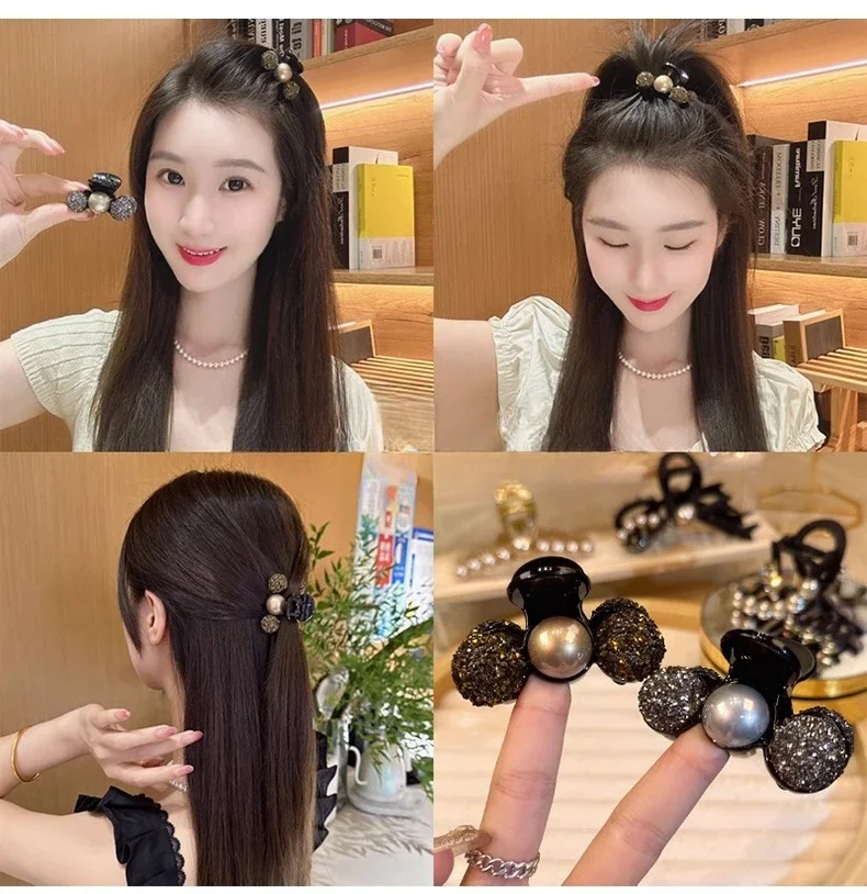 Pearl Hair Claws Clips for Women Elegant Rhinestone Headwear Hairpins Hair Crab Headwear Girls WomenHair Accessories
