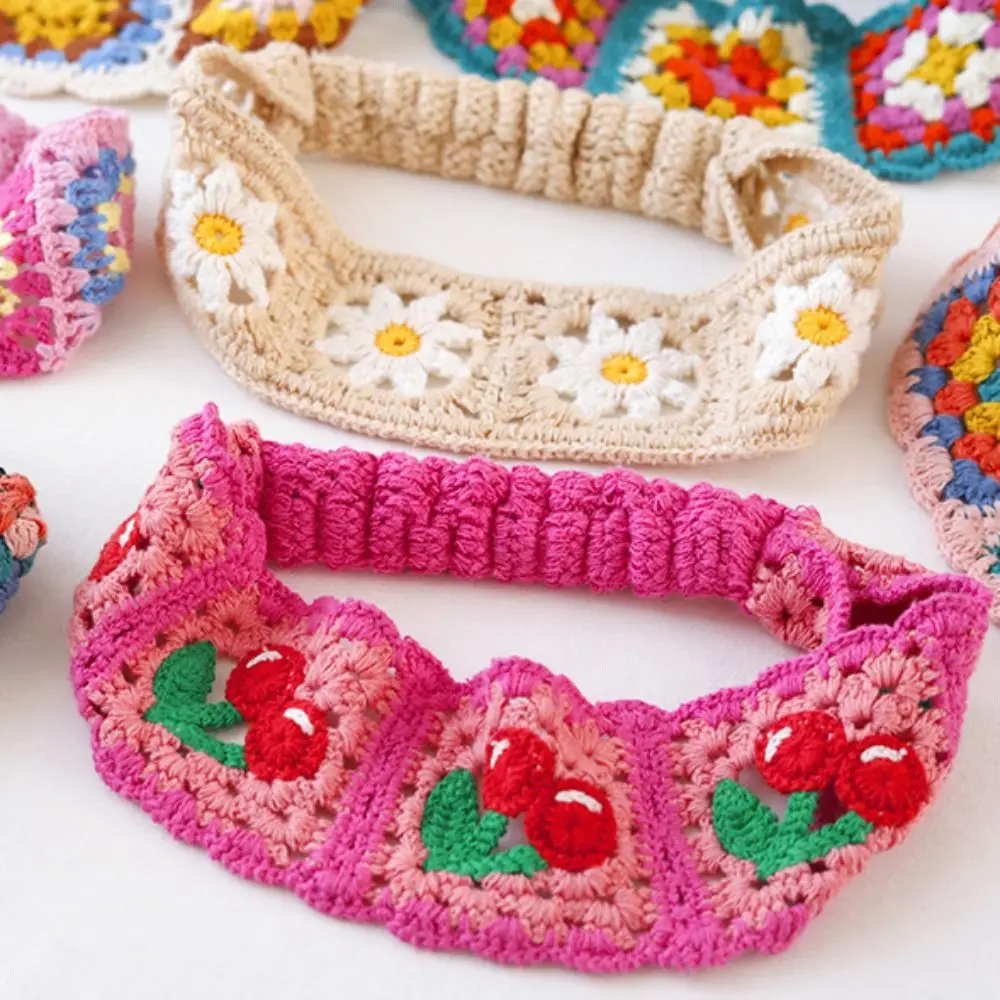 Flower Knitted Headband Colorful Pastoral Ethnic Style Hair Band Beach Headwear Girl Hair Accessories Women Hair Scarf Girls