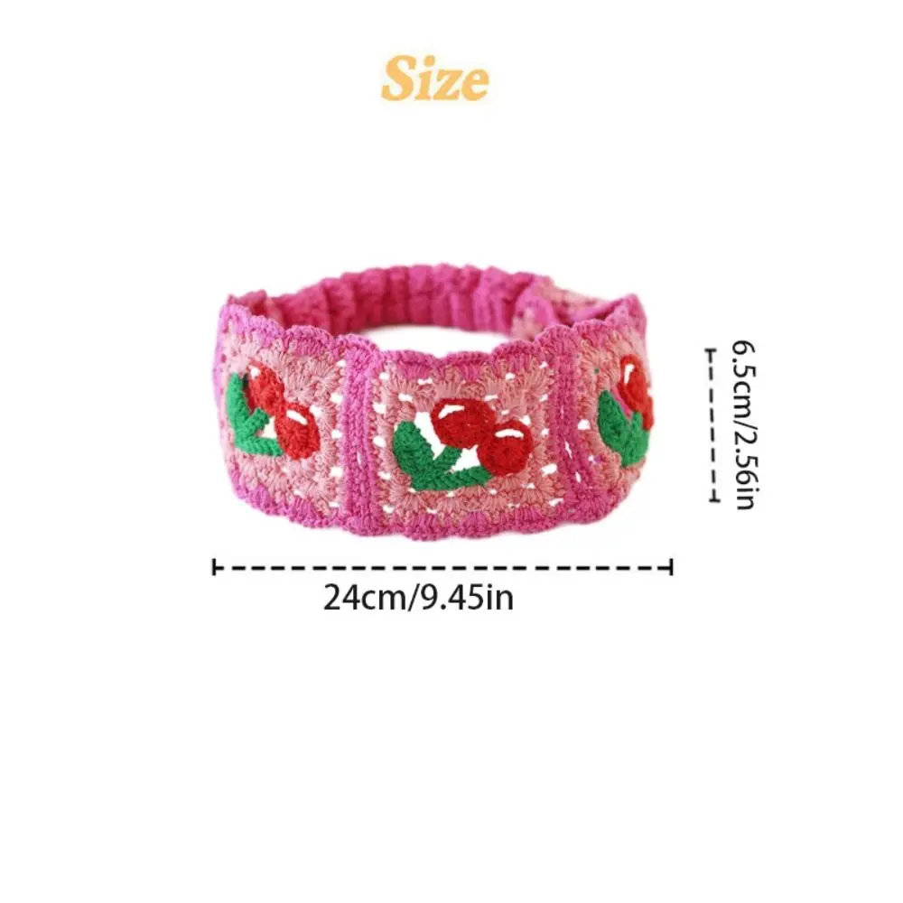Flower Knitted Headband Colorful Pastoral Ethnic Style Hair Band Beach Headwear Girl Hair Accessories Women Hair Scarf Girls