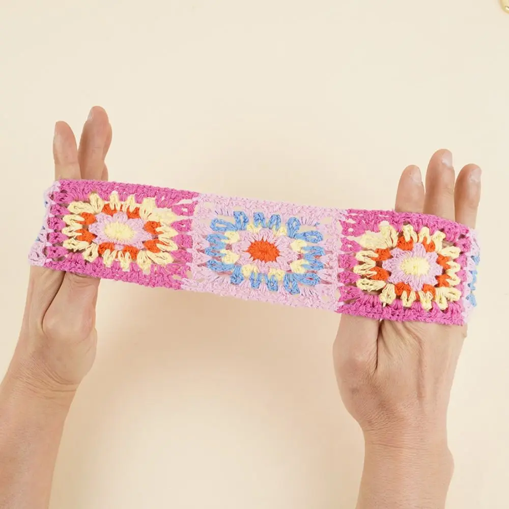 Flower Knitted Headband Colorful Pastoral Ethnic Style Hair Band Beach Headwear Girl Hair Accessories Women Hair Scarf Girls
