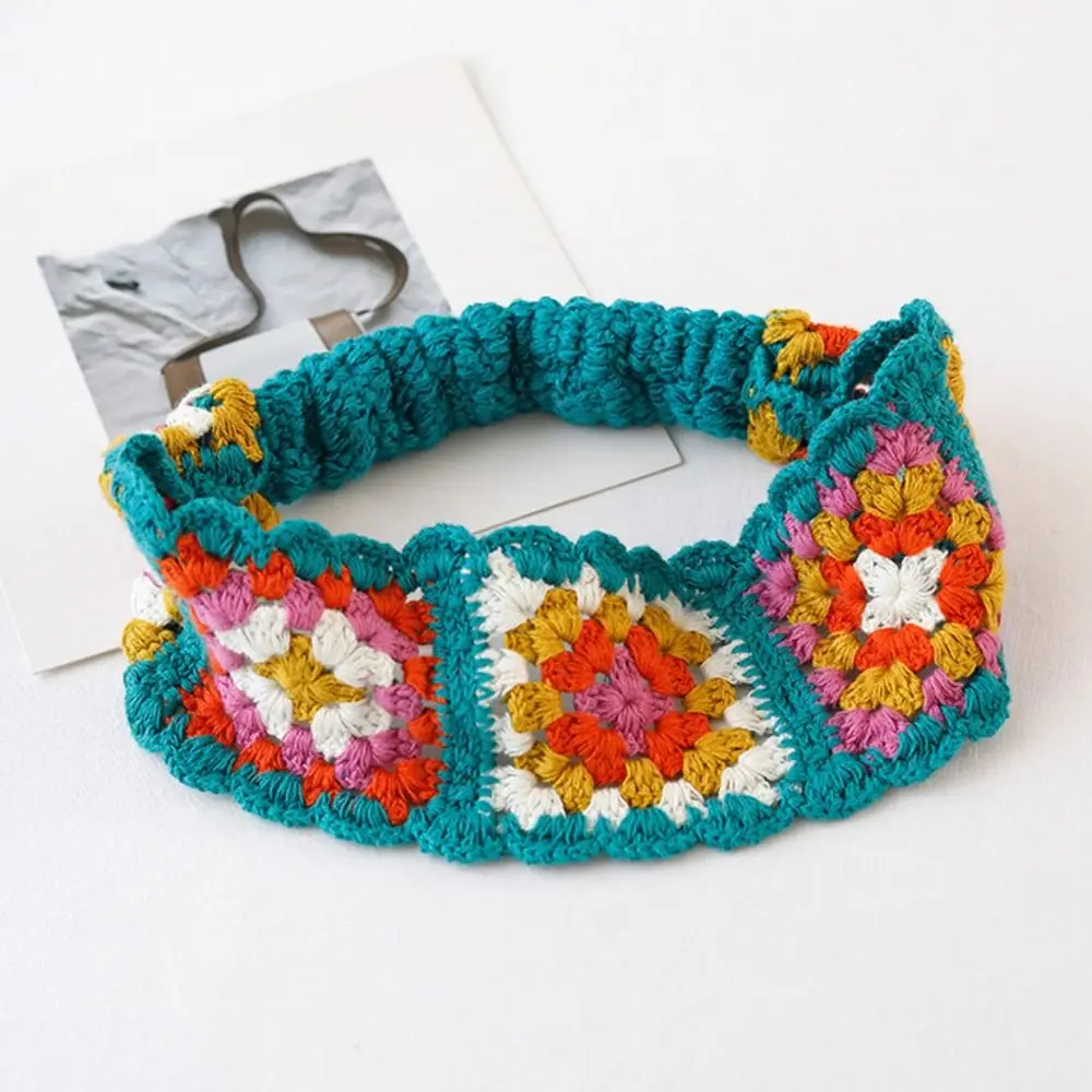Flower Knitted Headband Colorful Pastoral Ethnic Style Hair Band Beach Headwear Girl Hair Accessories Women Hair Scarf Girls