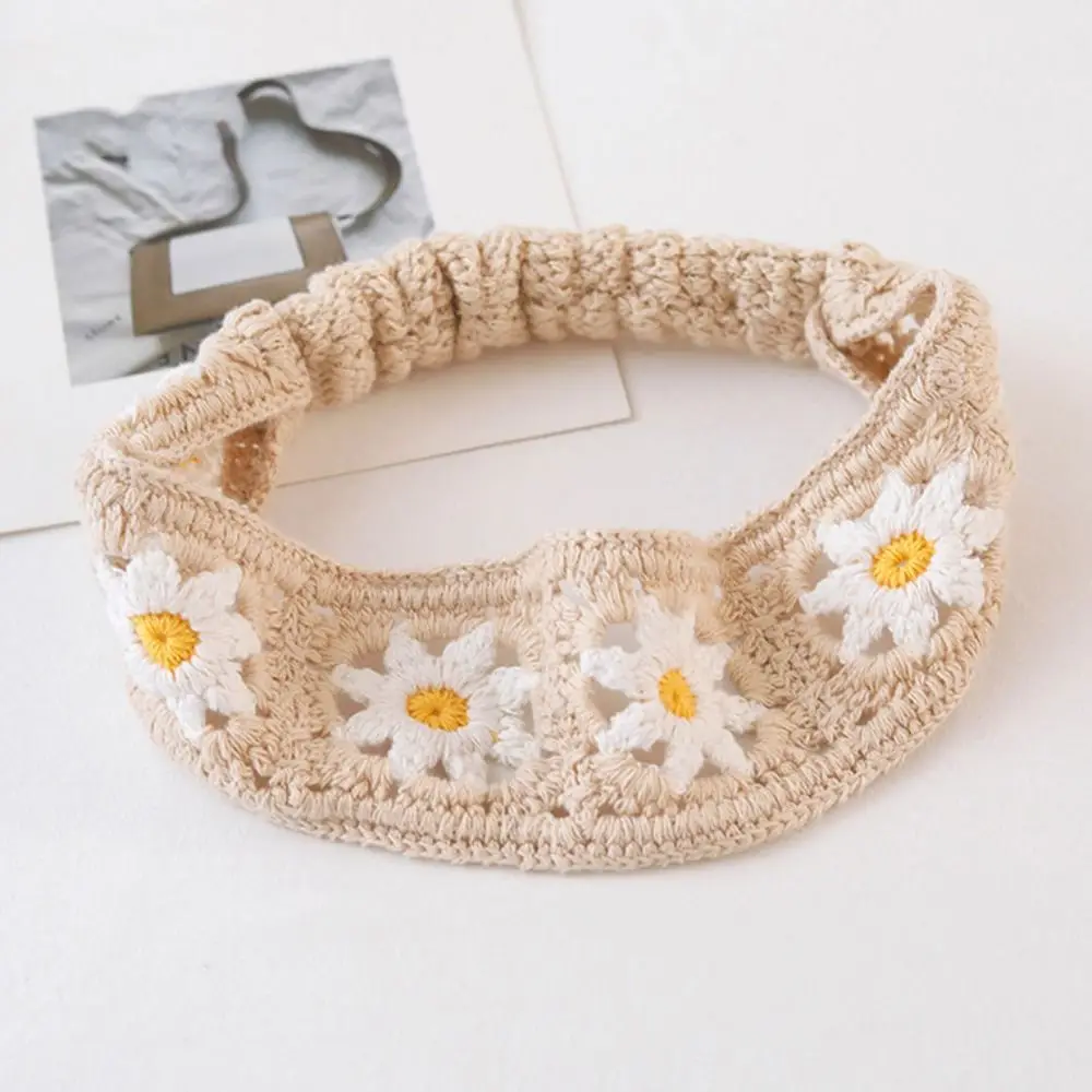 Flower Knitted Headband Colorful Pastoral Ethnic Style Hair Band Beach Headwear Girl Hair Accessories Women Hair Scarf Girls
