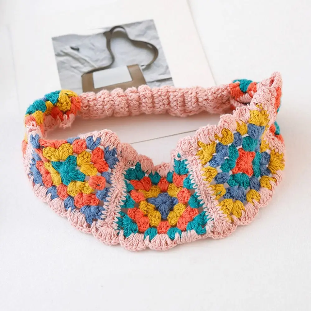 Flower Knitted Headband Colorful Pastoral Ethnic Style Hair Band Beach Headwear Girl Hair Accessories Women Hair Scarf Girls