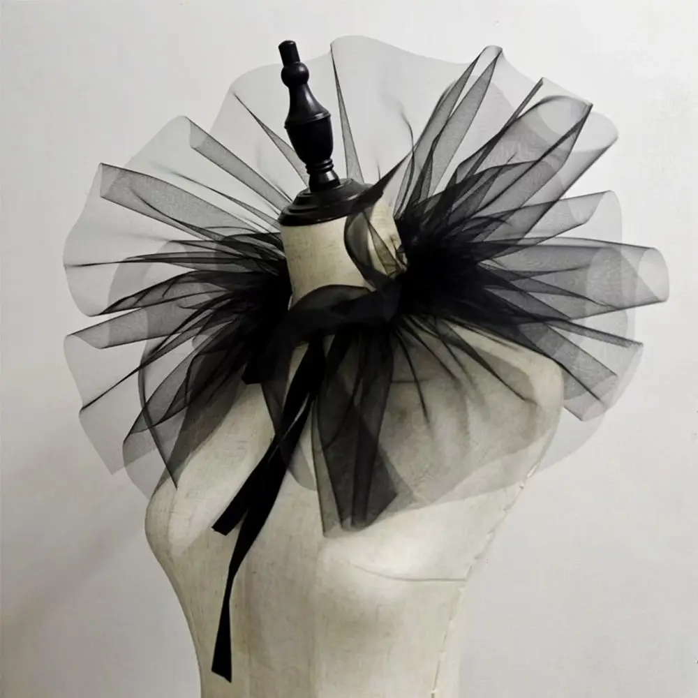 Fashion Fake Collar Victorian Detachable Jabot Collar Ruffled Lace Jabot Neck Collar Adults Stage Party Steampunk Accessory