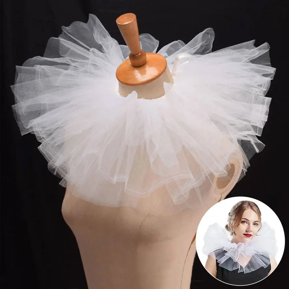 Fashion Fake Collar Victorian Detachable Jabot Collar Ruffled Lace Jabot Neck Collar Adults Stage Party Steampunk Accessory