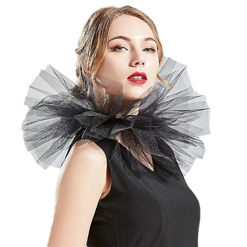 Fashion Fake Collar Victorian Detachable Jabot Collar Ruffled Lace Jabot Neck Collar Adults Stage Party Steampunk Accessory