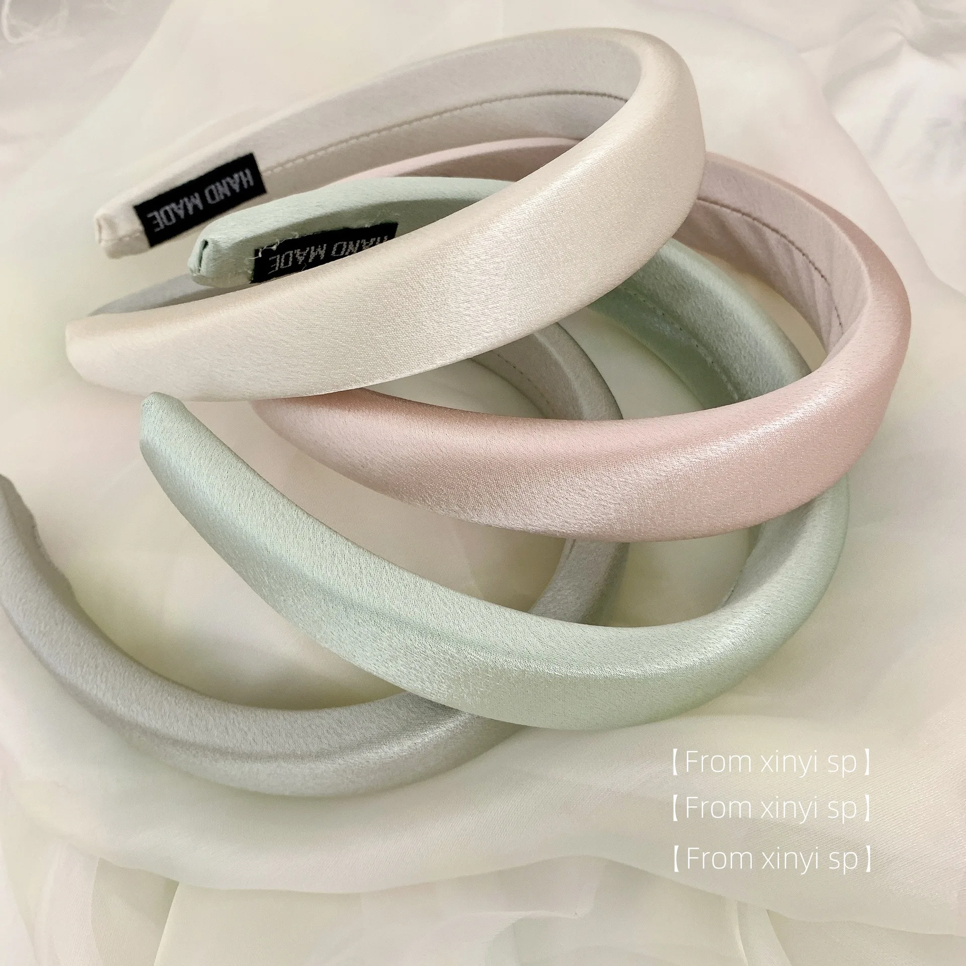 Korean pearlescent acetic acid satin headband high sensibility hairhoop high skull top wide edge versatile face wash headband