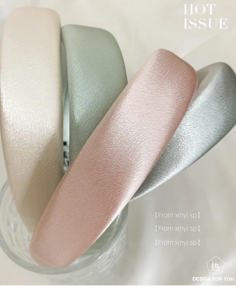 Korean pearlescent acetic acid satin headband high sensibility hairhoop high skull top wide edge versatile face wash headband