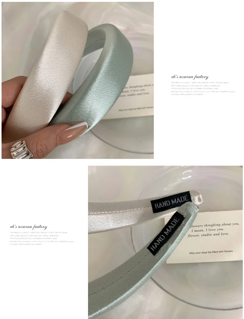 Korean pearlescent acetic acid satin headband high sensibility hairhoop high skull top wide edge versatile face wash headband