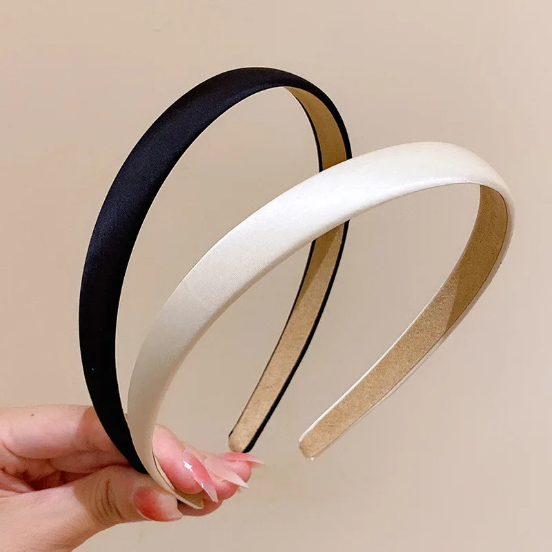 2pc 1.5cm Wide Retro Premium Satin Solid Hairbands Headbands for Women Girl Vintage for Party Gift Korean Hair Bands Accessories