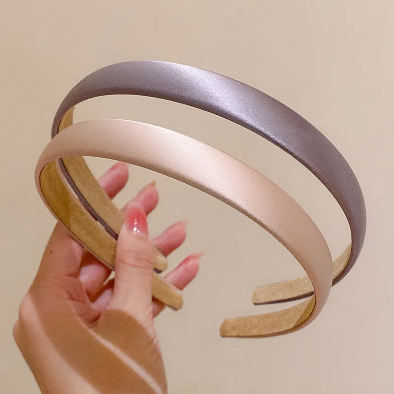 2pc 1.5cm Wide Retro Premium Satin Solid Hairbands Headbands for Women Girl Vintage for Party Gift Korean Hair Bands Accessories
